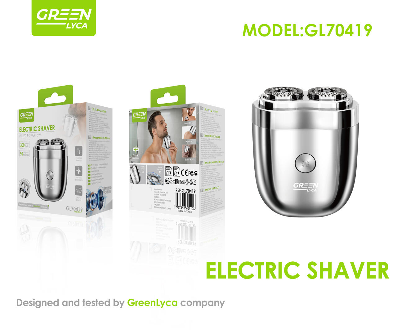 Afeitadora eléctrica Green Lyca GL70419