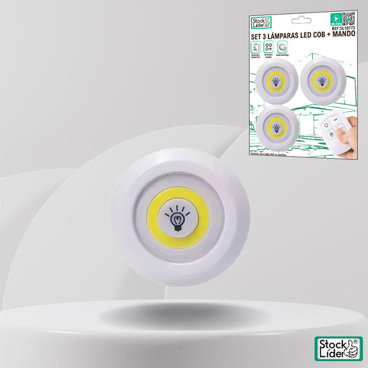 Set 3 lámparas LED COB + mando