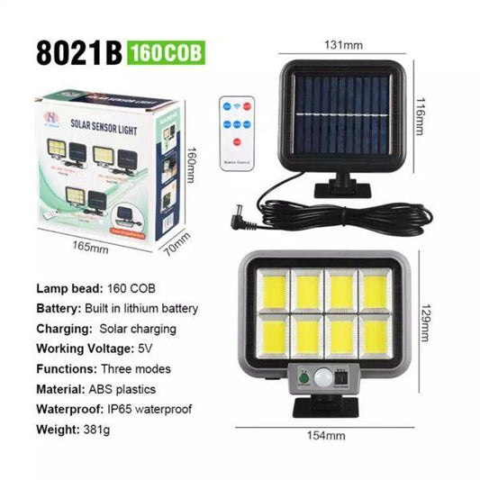 Foco Solar Con Sensor 160cob Ip65 Con Mando