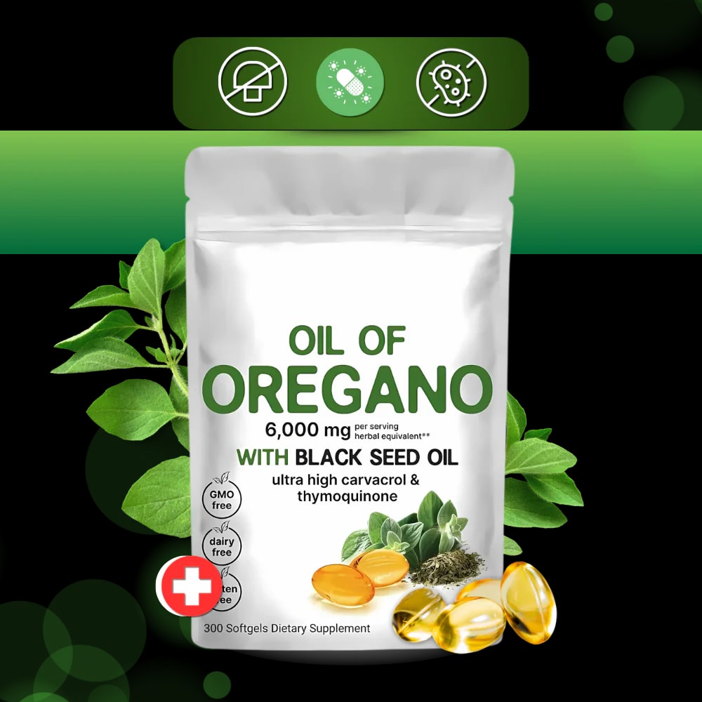 Oil of Oregano with Black Seed Oil – Aceite de Orégano con Aceite de Comino Negro 180 Softgels (6.000 mg)