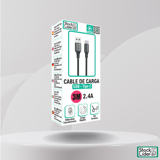 Cable De Carga Usb - Tipo C 3m