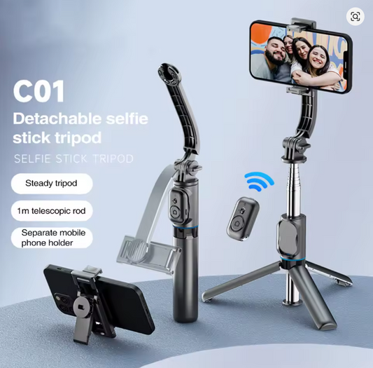 Trípode y selfie para móviles, control remoto Bluetooth, con rotación de 360°, 1060 mm de longitud. C01