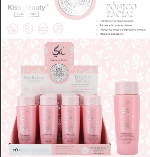 Tónico Facial Esencia Árabe Kiss Beauty 250 ml – Hidratación y frescura con aroma exótico