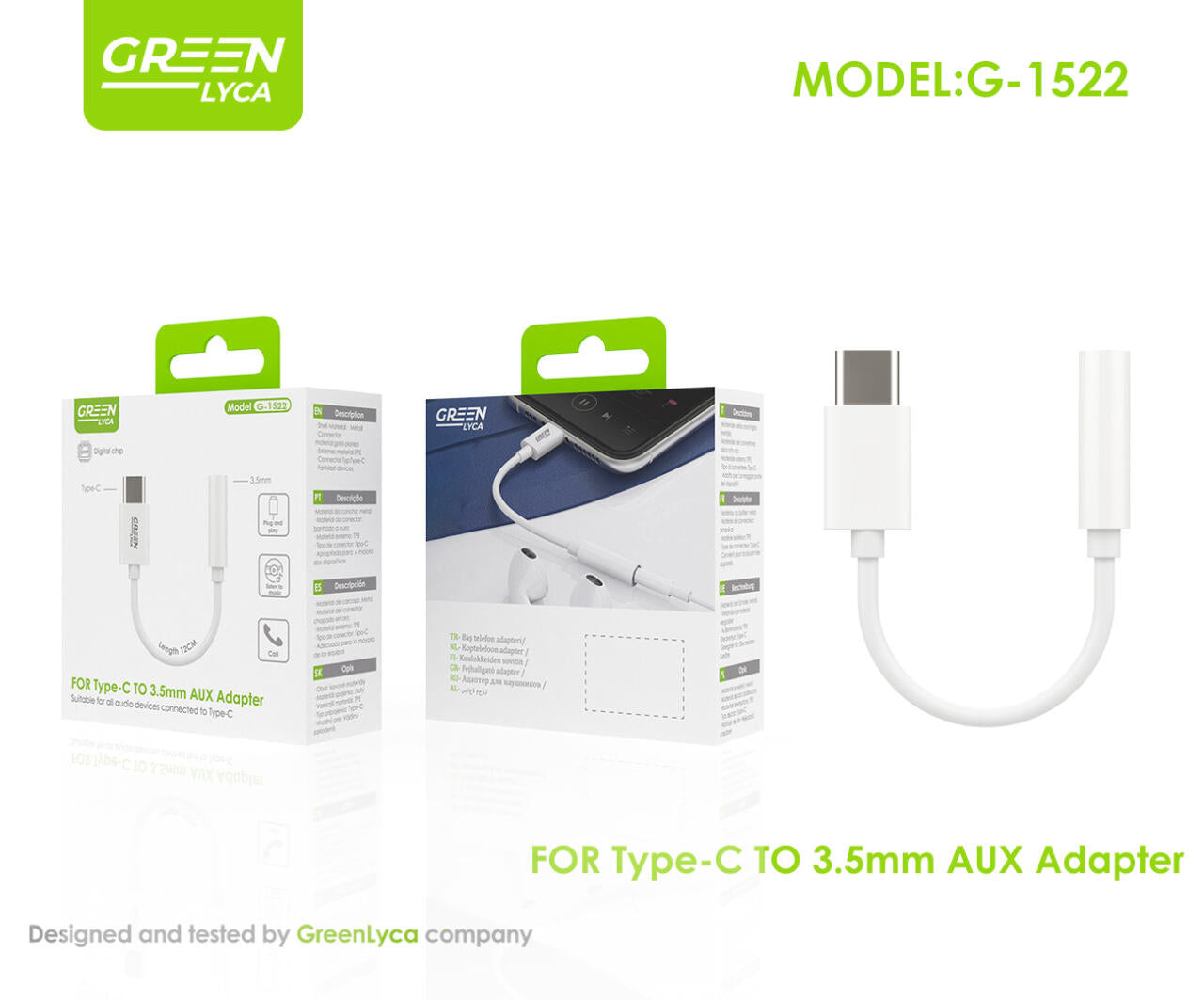 Adaptador USB-C a jack 3,5 mm con chip digital.