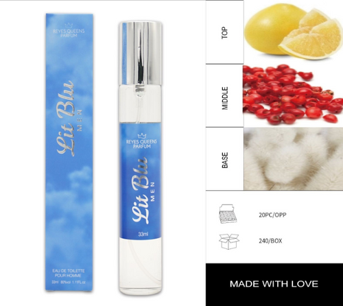 Perfume Eau de Toilette Lit Blu Pour Homme 33ML – Frescura Intensa en Formato Compacto