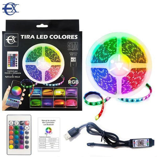 Tira Led Rgb 5m Con Mando Y Aplicación Movil