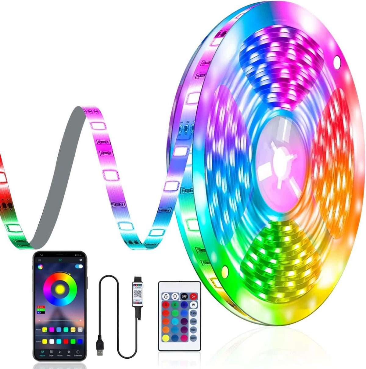 Tira Led Rgb 5m Con Mando Y Aplicación Movil