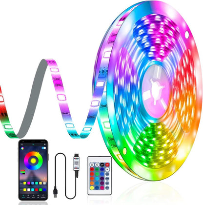 Tira Led Rgb 5m Con Mando Y Aplicación Movil