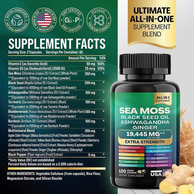 Sea Moss + Black Seed Oil + Ashwagandha – Suplemento Natural Todo en Uno