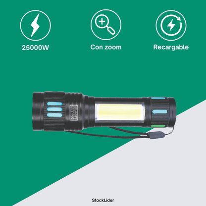 Linterna recargable con zoom 25000W