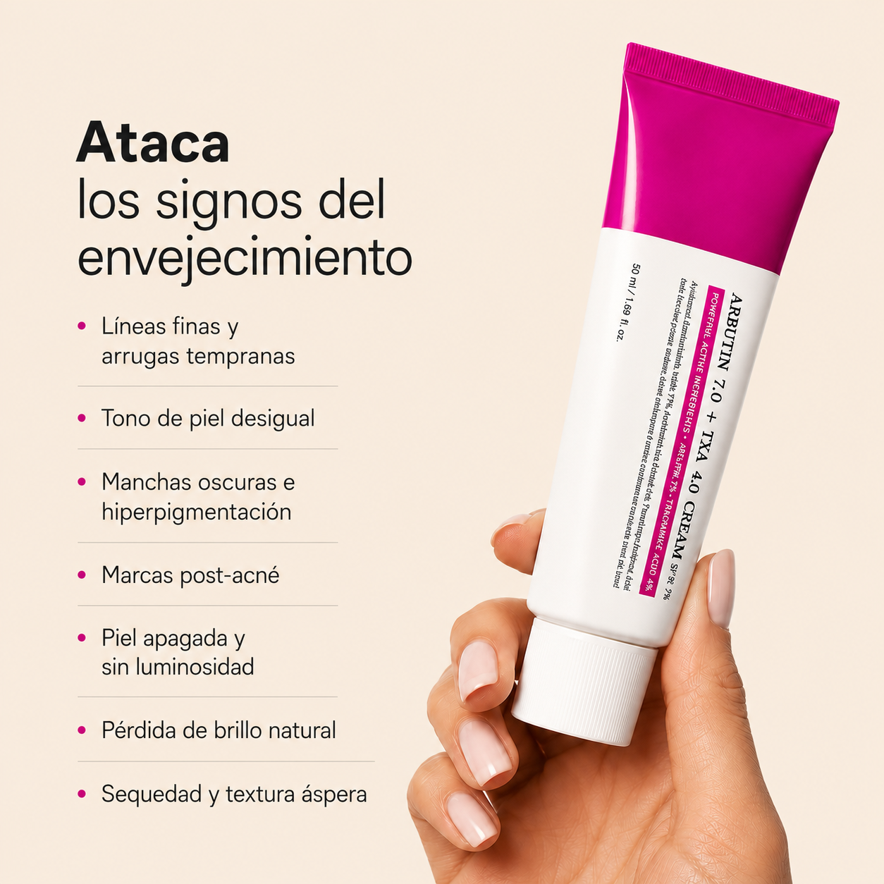 Crema Facial Iluminadora 50ML Arbutina 7% + Ácido Tranexámico 4%