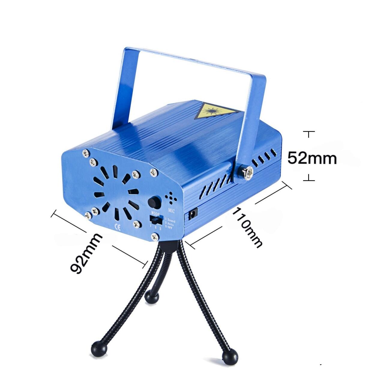 Projector de llum LED per a escenari, minillums làser activades per so, control remot, flaix per a DJ