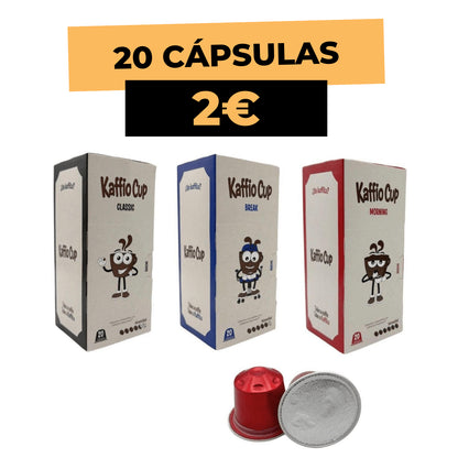 20 CÁPSULAS PARA CAFÉ EN 3 INTENSIDADES