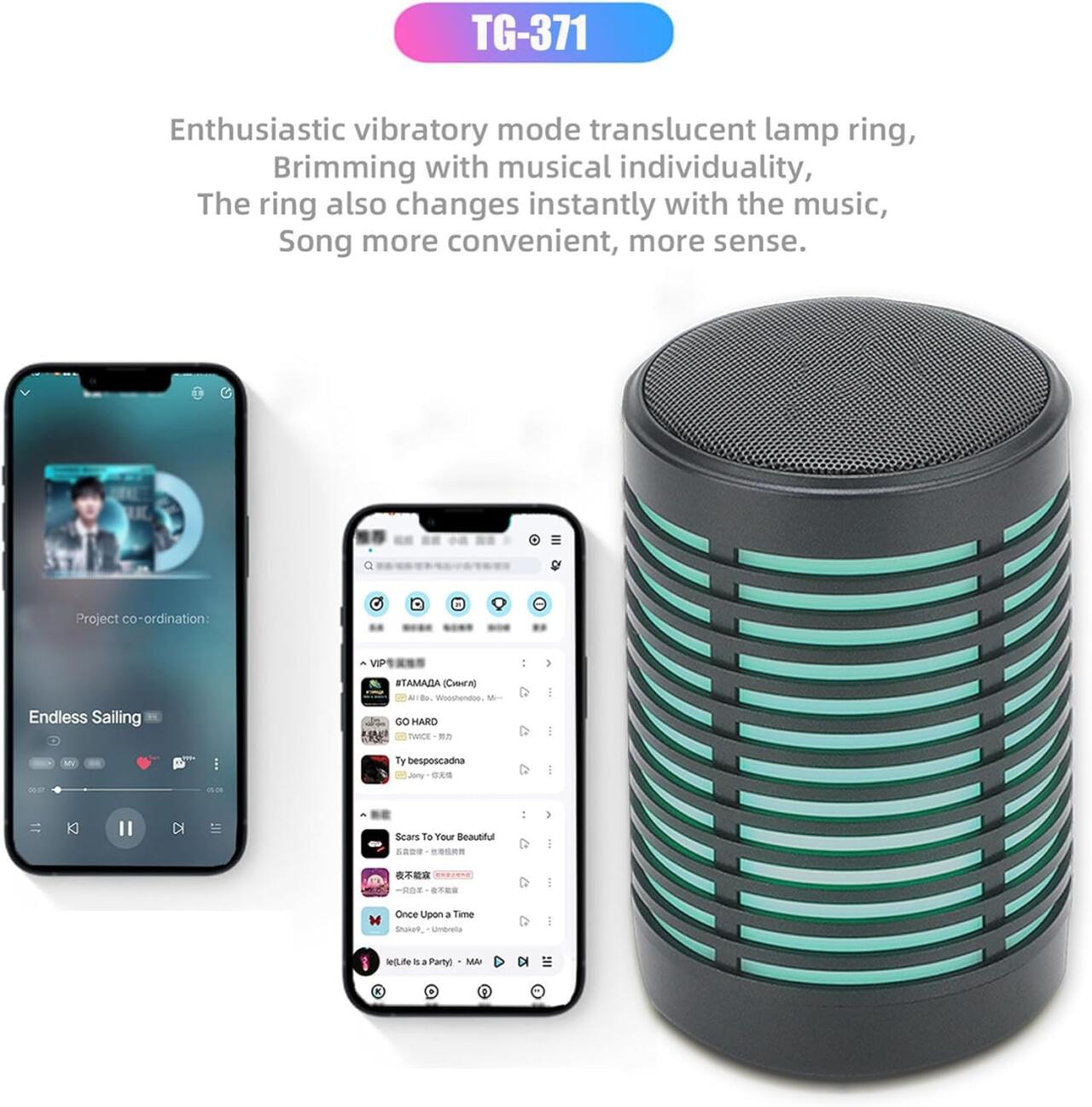 Altavoz portátil Wireless, Luz led, Bluetooth 5, potencia 5W, 500mah, BIG DIAMOND L17-B TG-371