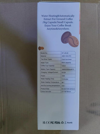 Cafetera Portátil 3 en 1 – Máquina de Café Espresso Compacta y Recargable para Cápsulas, Café Molido e Instantáneo