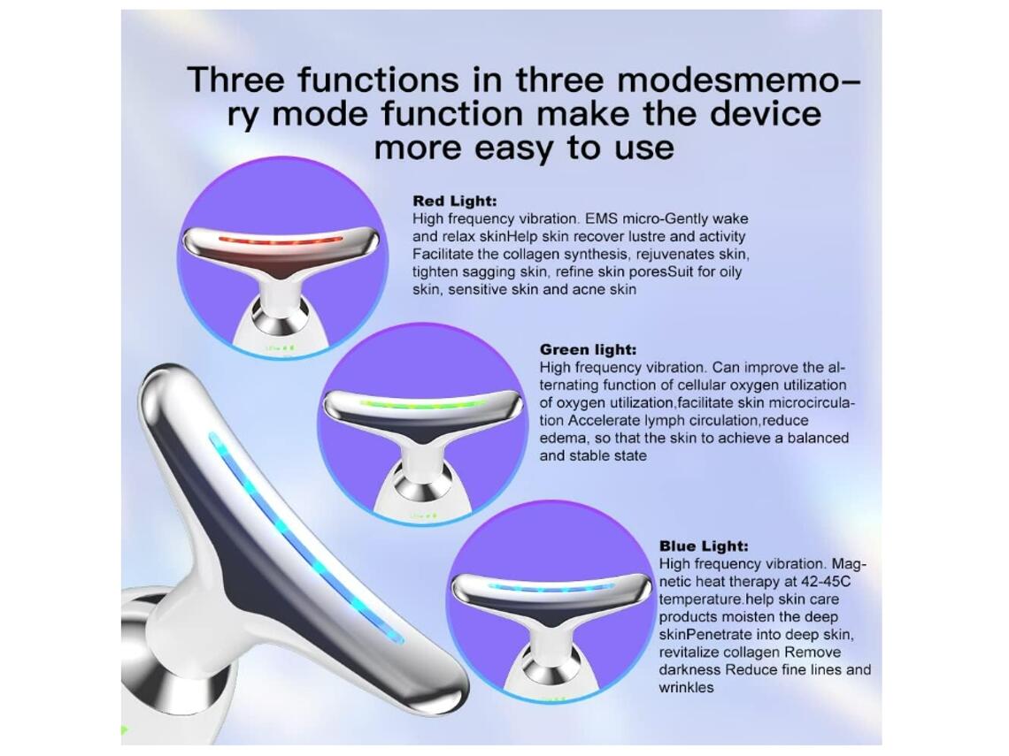 Massatjador facial lífting EMS - Dispositiu Facial de Neteja amb 3 Llums LED