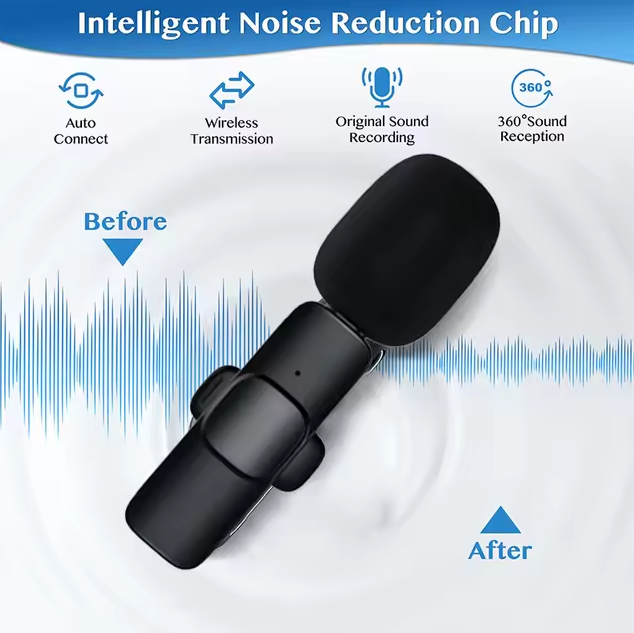 Micrófono universal de solapa inalámbrico 3 en 1, con conector 3.5 mm, tipo C y Lightning Grenn Lyca GL69666