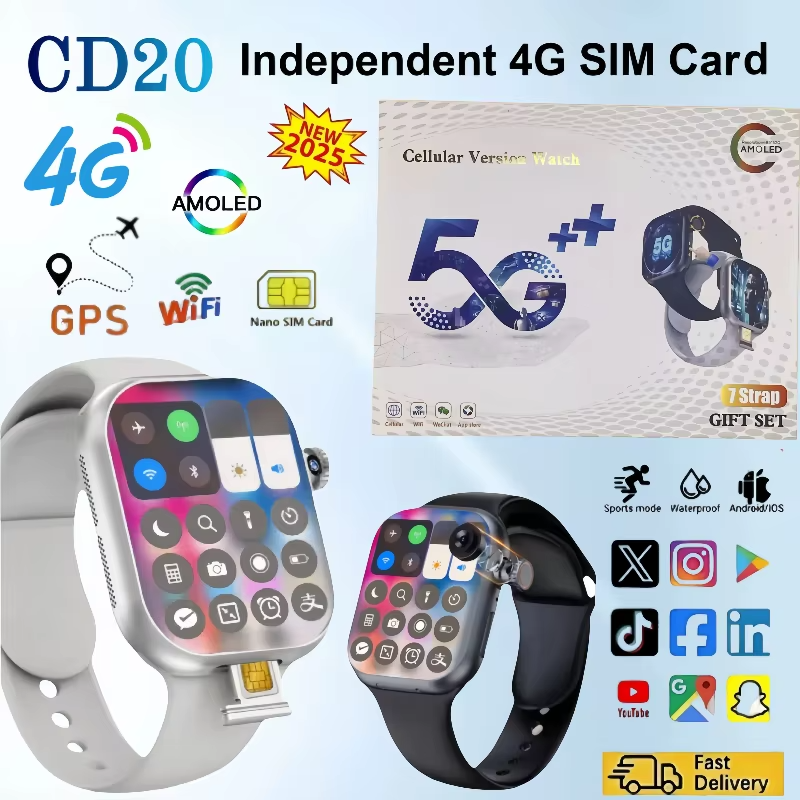 Smartwatch CD20 con ranura SIM para llamadas independientes.