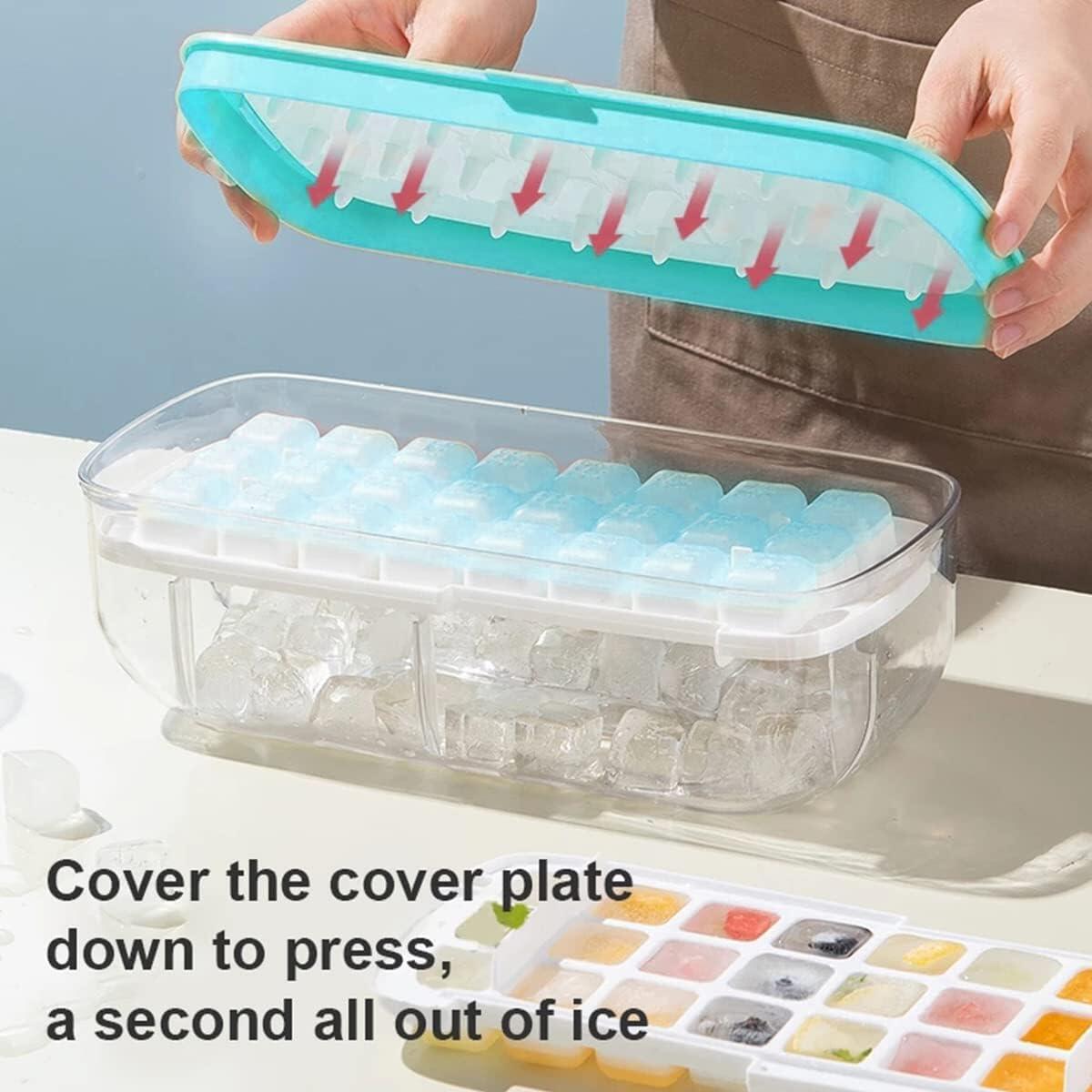Máquina para hacer cubitos de hielo 2 en 1 con bandeja y tapa