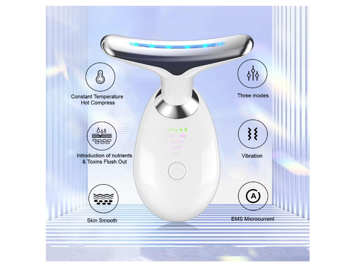 Massatjador facial lífting EMS - Dispositiu Facial de Neteja amb 3 Llums LED