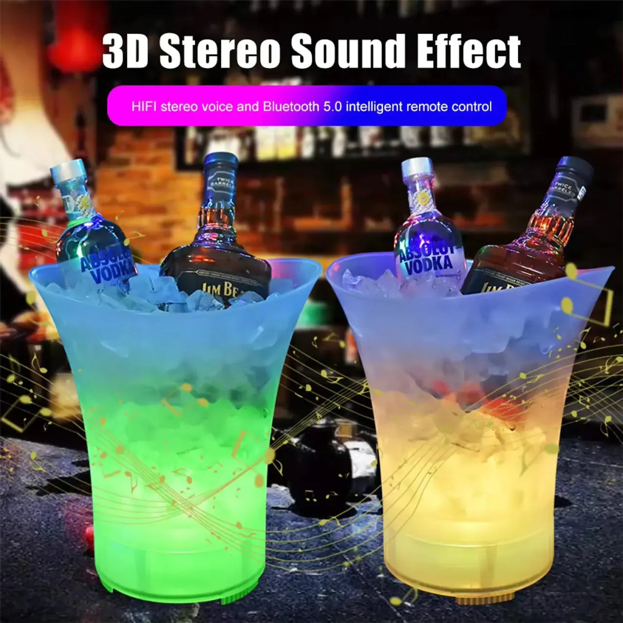 Cubetera Grande con Hielo + Altavoz y Luces LED (5L )