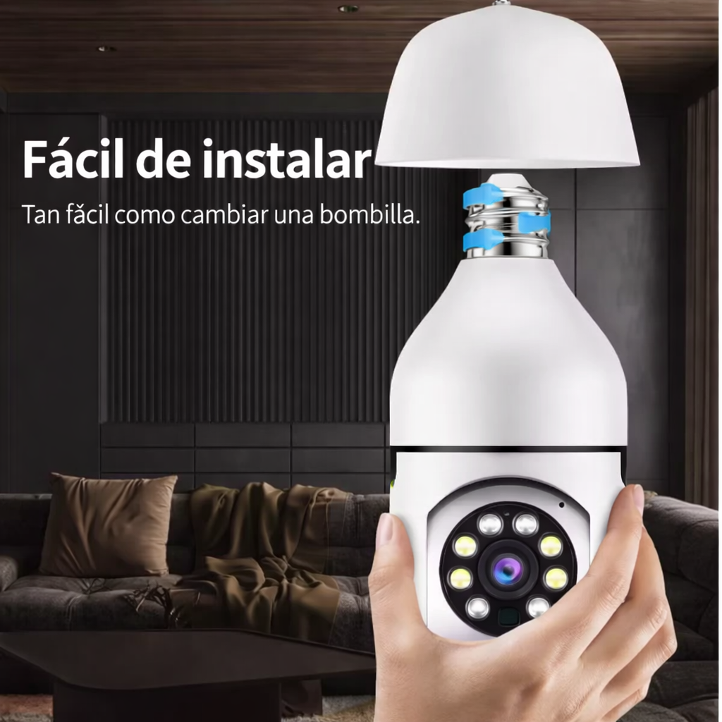 Camara de Seguridad WiFi Tipo Bombilla 360° HD con Visión Nocturna