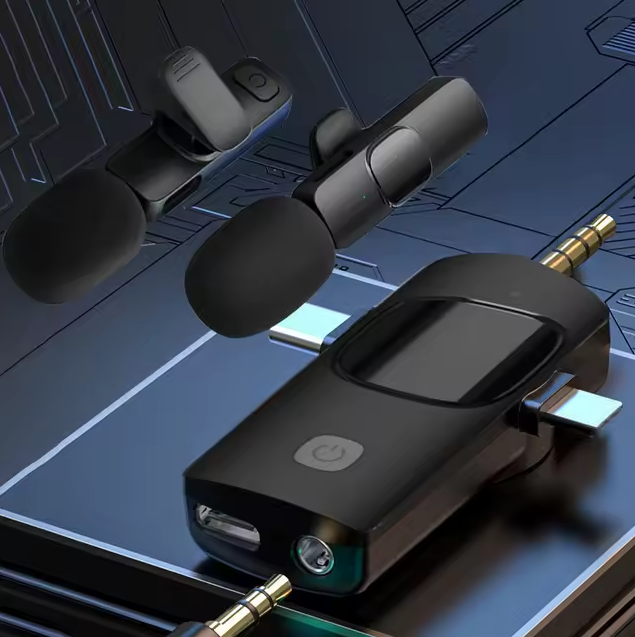 Micrófono universal de solapa inalámbrico 3 en 1, con conector 3.5 mm, tipo C y Lightning Grenn Lyca GL69666