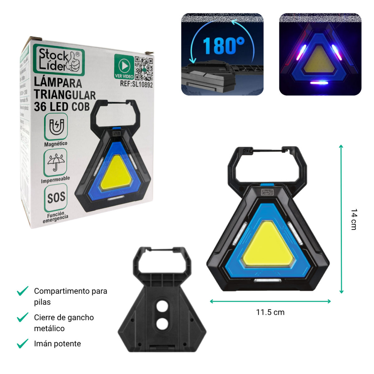 Lámpara triangular 36 LED COB