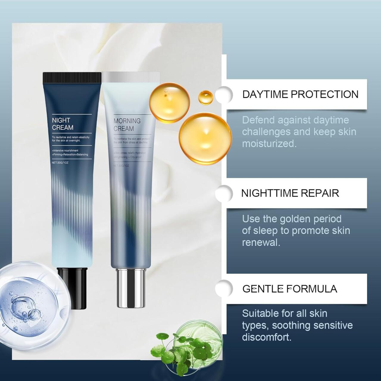 Kit Crema Hidratante de Día y Noche con Extracto de Centella Asiática 🌙☀️🌿