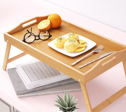 Bandeja Plegable de Bambu para Desayuno y Servir Alimentos