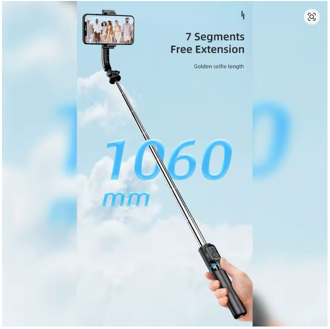 Trípode y selfie para móviles, control remoto Bluetooth, con rotación de 360°, 1060 mm de longitud. C01