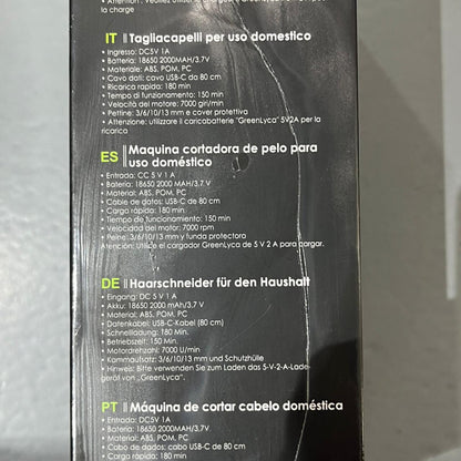 Máquina Cortapelo Profesional con Batería 2000mAh y Motor 7000RPM