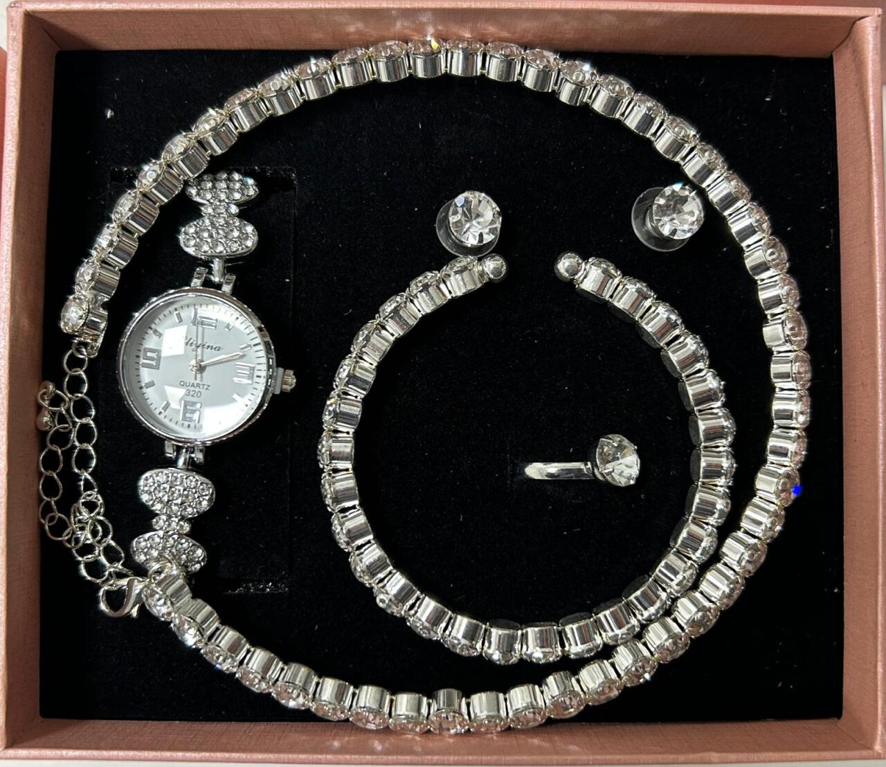 Conjunto de joyas plateado aleatorio.