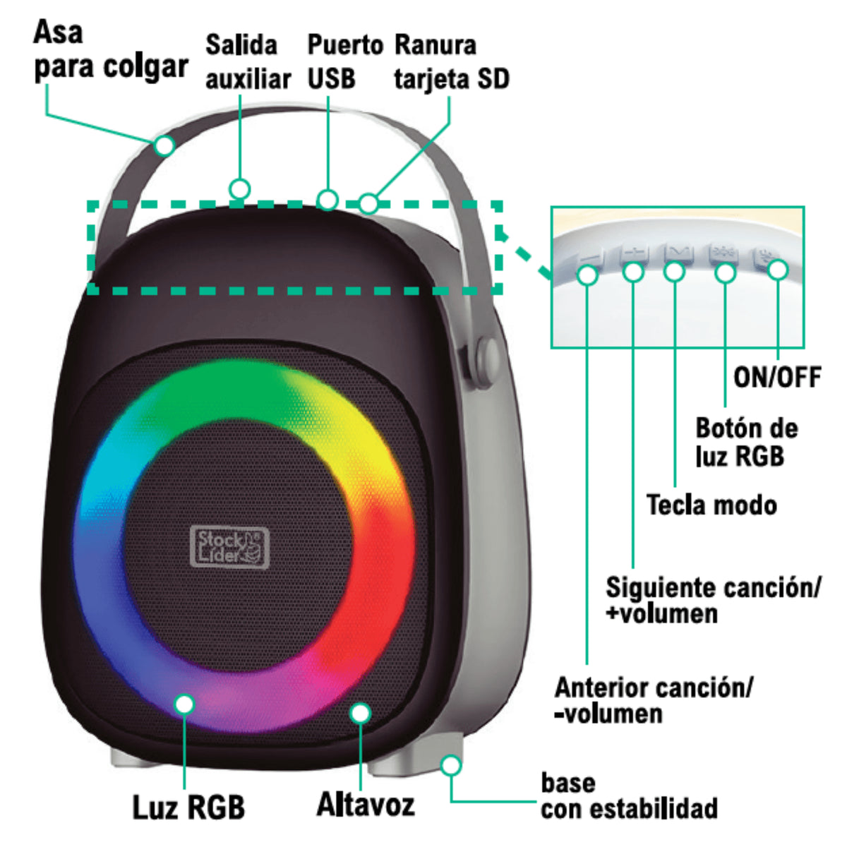 Altavoz Bluetooth Rgb