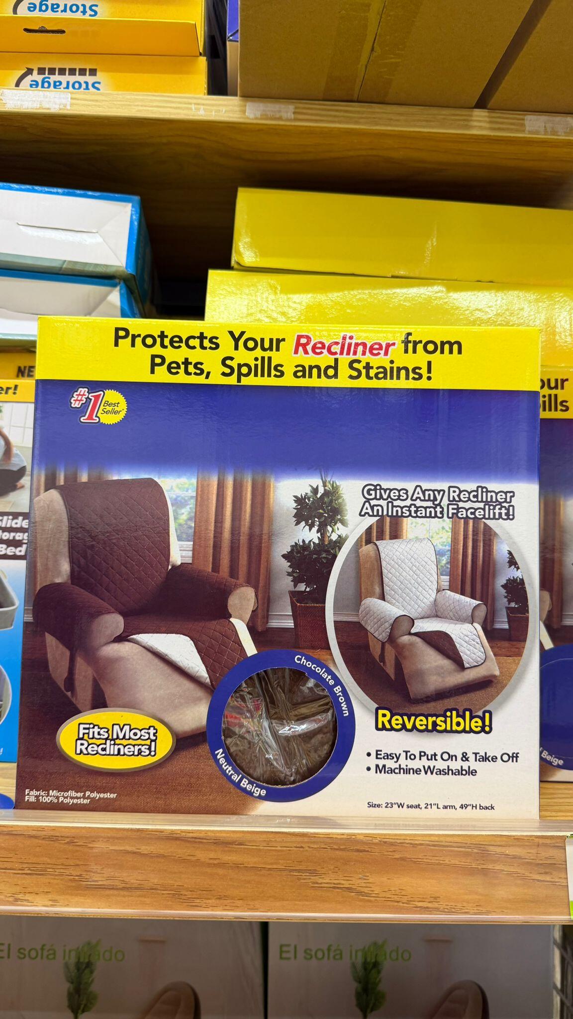 Funda de Sillón Colcha Protector Reversible Blanco & Marrón