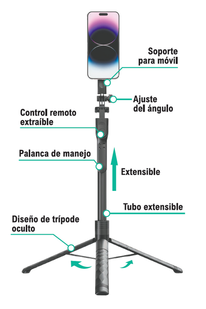 Palo selfie trípode