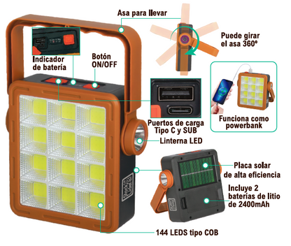 Lámpara solar multifunción