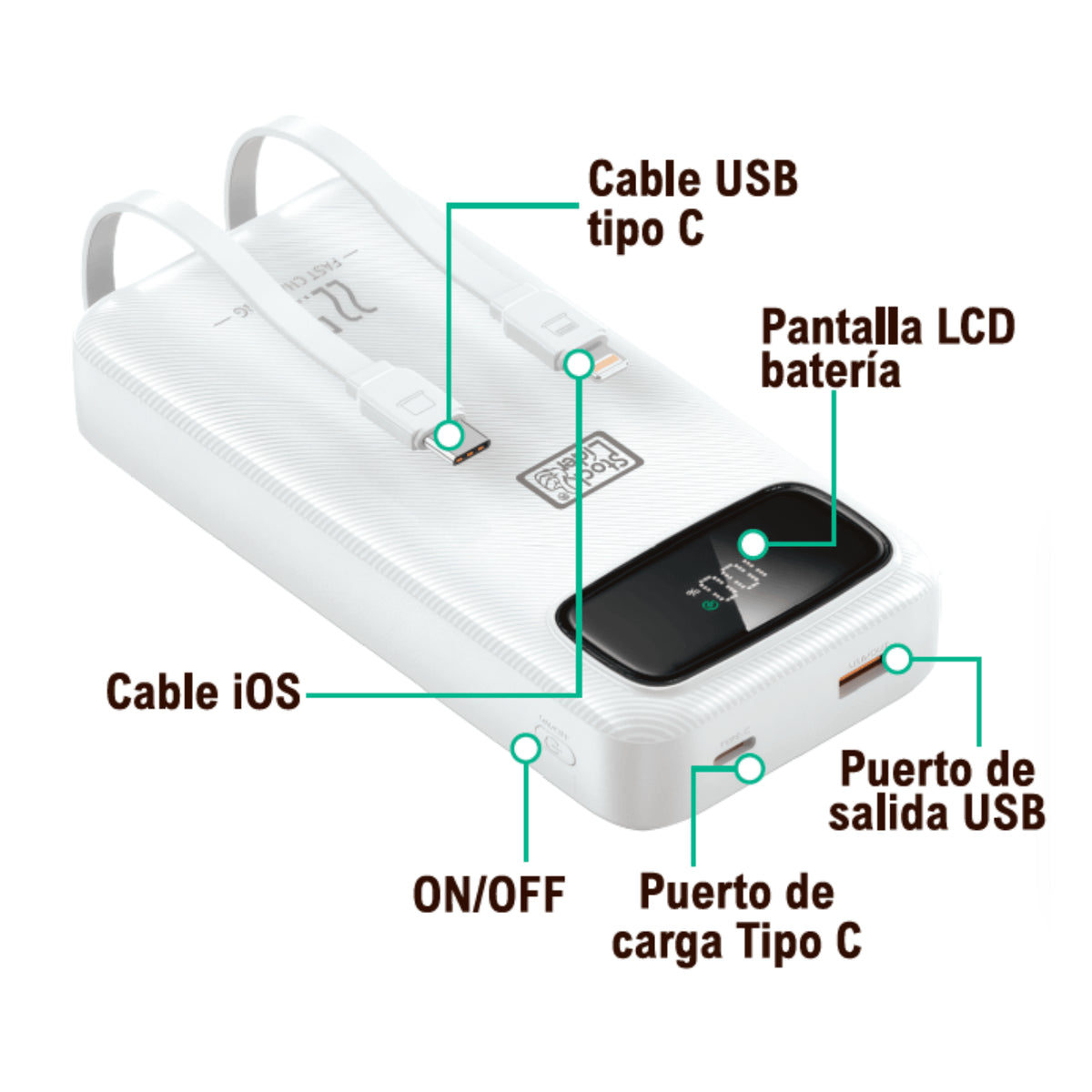 Power Bank Carga Rápida 20000 Mah