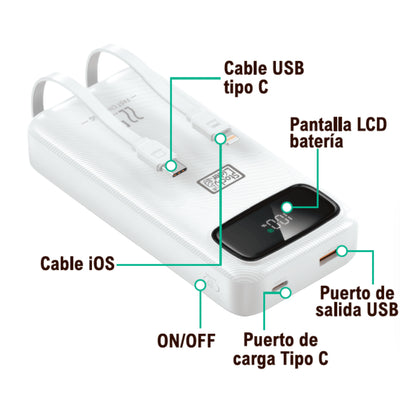 Power Bank Carga Rápida 20000 Mah