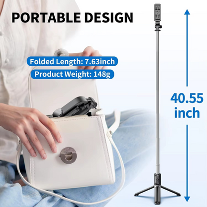 Palo selfie Q02 extensible con soporte estable.