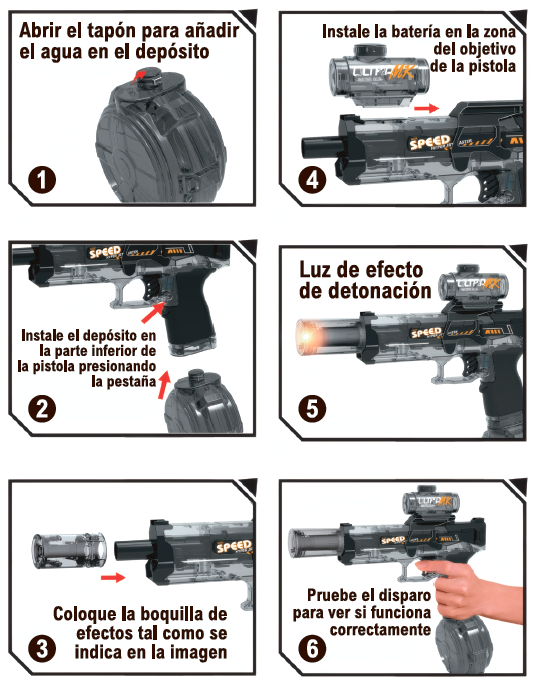 Pistola de agua con batería