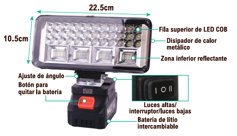 FOCO LED SOLAR CON BATERÍA
