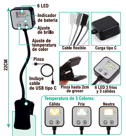 Lámpara de lectura 6 leds