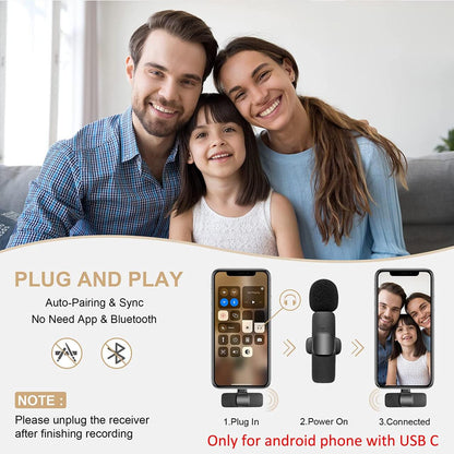 Micrófono Grabador de Voz Lavalier 2 en 1 – Inalámbrico, Portátil y Ultra Mini