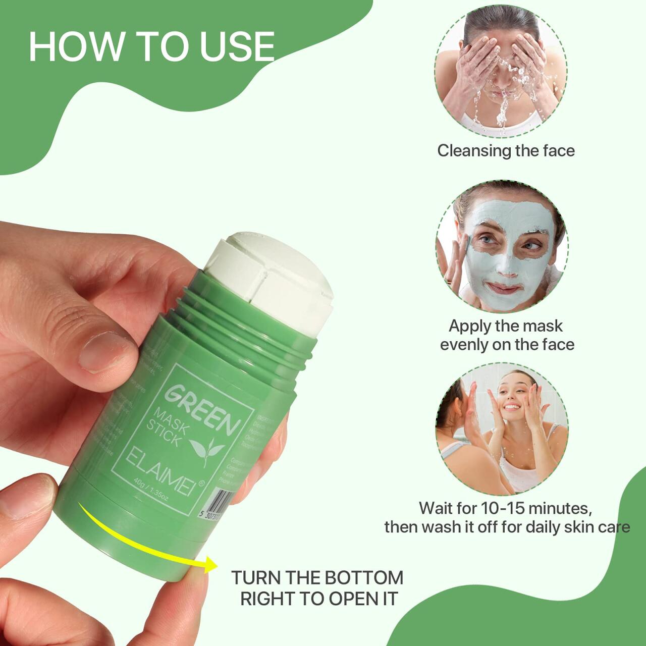 Máscara Facial de Chá Verde Purificante em Bastão